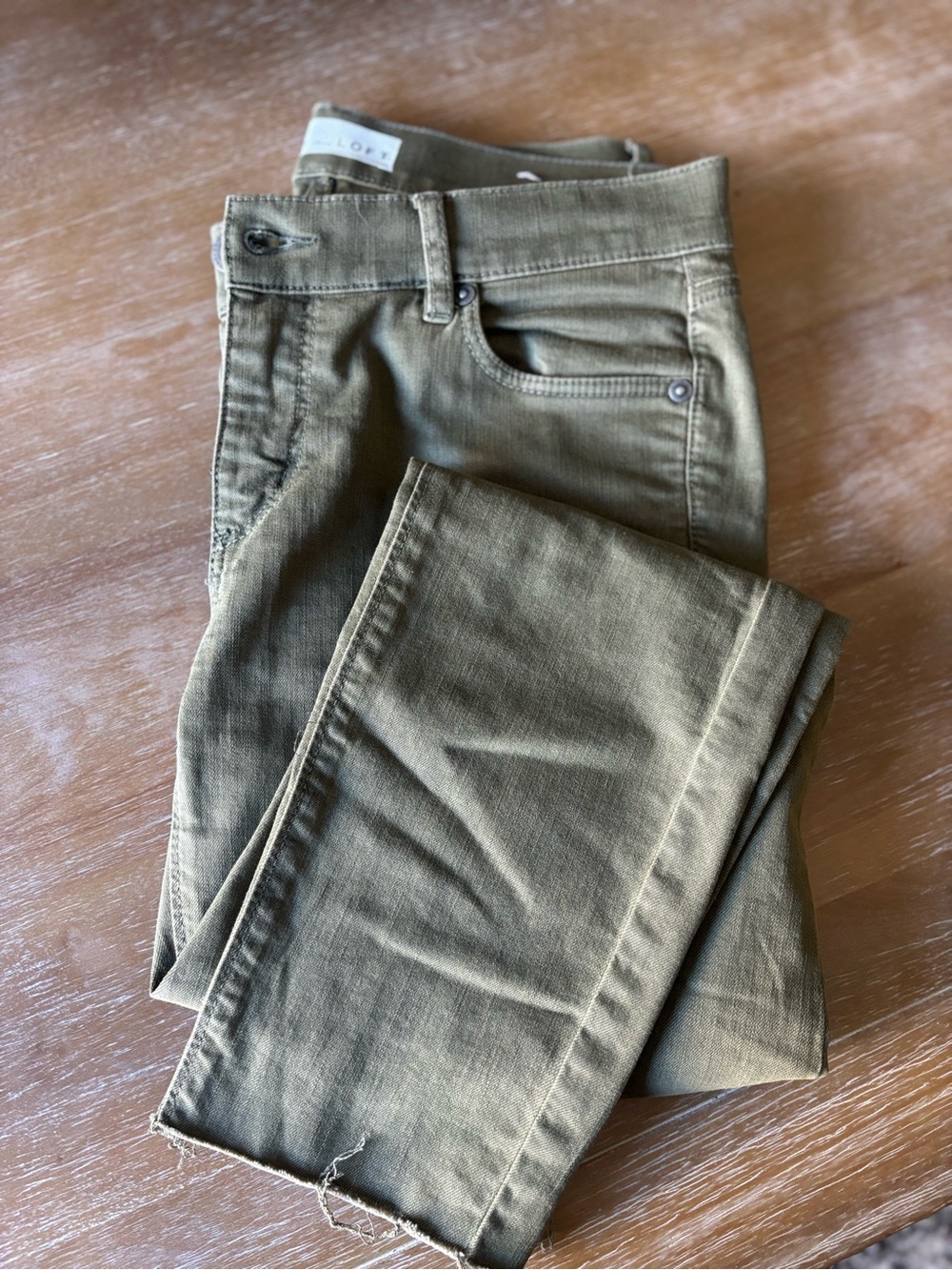 LOFT Petite Olive Cropped Skinny Jeans
